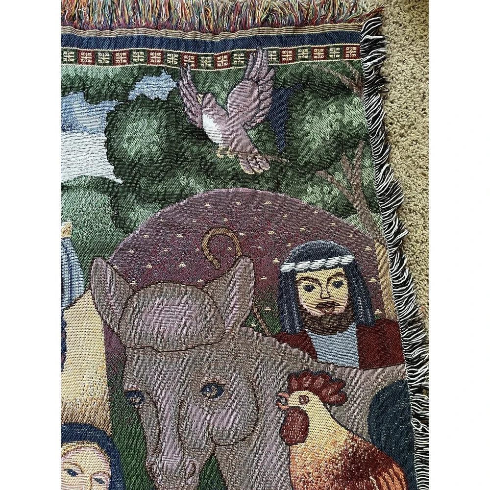 Vintage Christmas Nativity Tapestry Throw Blanket Christian Decor Religious